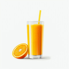 glass of orange juice isolated on a white background