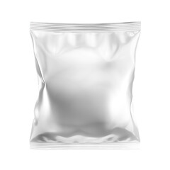 Blank Metallic White Pouch Up Package isolated on a white Background