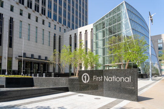 fnbo (First National Bank Omaha) headquarters in Omaha, Nebraska, USA, May 7, 2023.