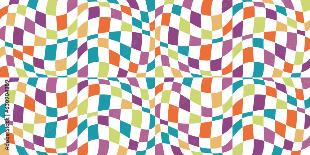 Poster multicolored embossed checkered fabric. seamless and checkered fabric, with multi-colored cells. pat