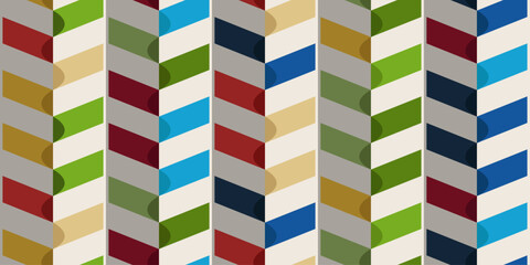 Diagonal paper pattern, checkerboard pattern of rectangles, colored columns. Pattern for textiles, pillows, clothes, background, packaging, notepads. Seamless and stylish.