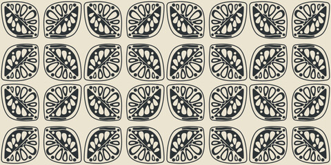 A four-leaf ornament that creates a repeating pattern of a four-leaf ornamental square. Pattern for textiles, pillows, clothes, background, packaging, notepads. Seamless and stylish.