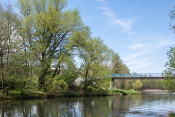 Fototapeta premium Spring Landscape of Iskar river near Pancharevo lake, Bulgaria