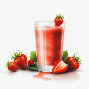 Strawberry juice isolated on a white background