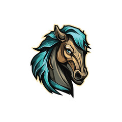 Horse head mascot vector illustration, E sports vector mascot logo, Mustang, horse, mare or Stallion head, mascot logo isolated on background, gaming logo or T-shirt print