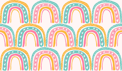 Rainbow seamless pattern cute pink yellow color for kids textile or wallpaper background 