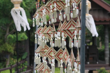 Decorations for the wedding ceremony in Thailand, closeup of photo