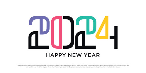 2024 Happy new year logo vector design illustration with modern idea