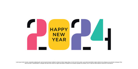 2024 Happy new year logo vector design illustration with modern idea