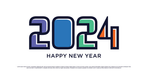 2024 Happy new year logo design vector illustration for new year 2024 with creative idea