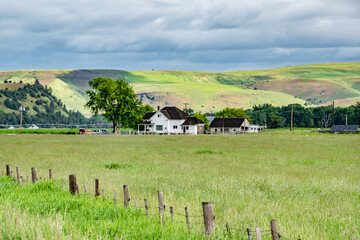 Rural Farm House in Green Countryside of Eastern Oregon