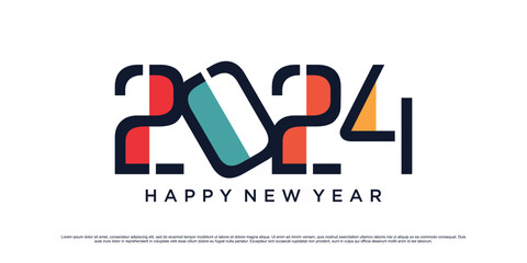 2024 Happy new year logo design vector illustration for new year 2024 with creative idea