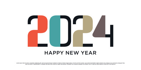 2024 Happy new year logo vector design illustration with modern idea