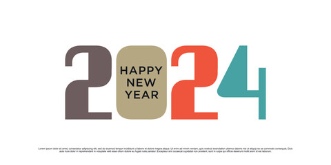 2024 Happy new year logo vector design illustration with modern idea