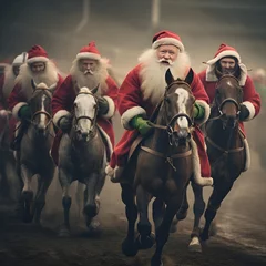Tuinposter Father Christmas horse racing. AI generated. © RZ