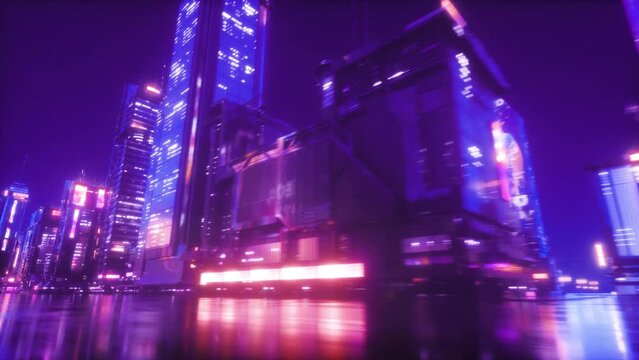 Sci-Fi CyberPunk City View Background Loop
