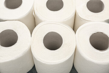 Many rolls of toilet paper, closeup