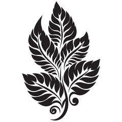 Wide leaf black and white leaf silhouette, vector leaves, editable and ready to print, © YASAR