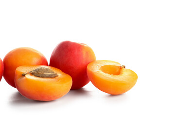 Sweet apricots on white background