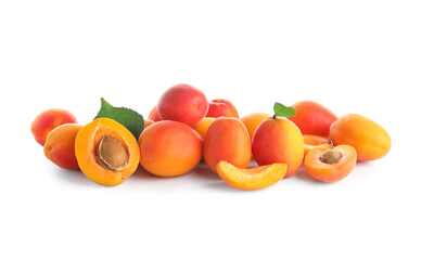 Sweet apricots on white background