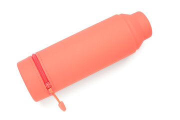 Pencil case on white background