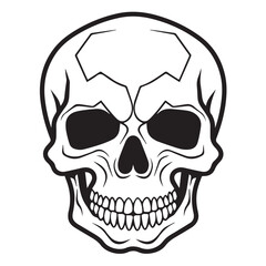 black and white skull vector, skull illustration, skull icon isolated on white background, fully editable in eps format and ready to print,