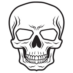 black and white skull vector, skull illustration, skull icon isolated on white background, fully editable in eps format and ready to print,