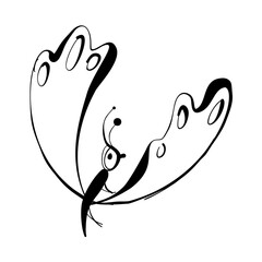 Minimalist hand-drawn butterfly in black contour. Versatile line art for branding, logos, invitations, wall art. Symbolic contour clipart