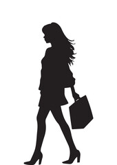 black and white silhouette of woman shopping,vector silhouette design,beautiful woman silhouette,eps file editable,print ready image