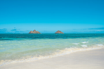 Lanikai Beach or Kaʻōhao Beach is located in Kaʻōhao, a community in the town of Kailua and on the windward coast of Oahu, Hawaii. "heavenly sea"