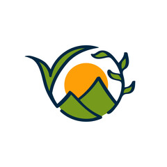 Mountain nature logo illustration design