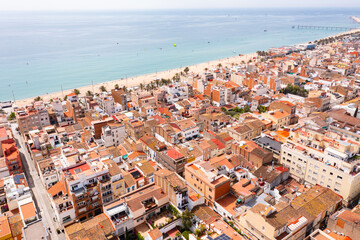 Naklejka premium Aerial view of the spanish city of Badalona. Barcelona, Spain