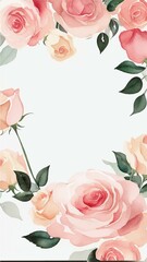 Rose Flower Blank Invitation Background