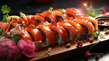 delicious salmon sushi rolls