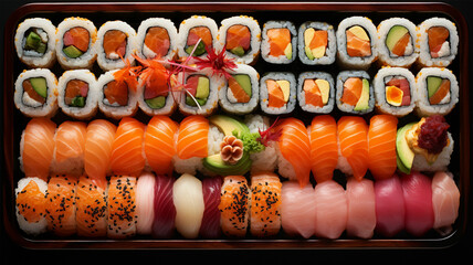 various kinds of sushi and sashimi menu