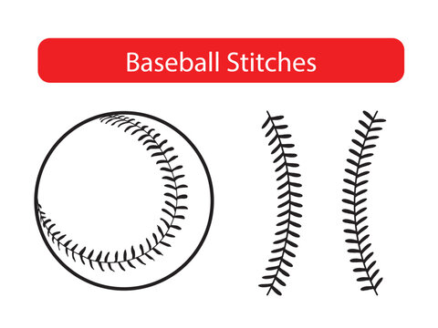 Baseball Stitches  on a white background, Vector illustration.