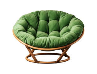 Green papasan chair isolated on transparent background. PNG file, cut out