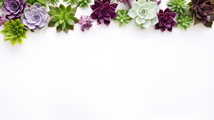 header with succulent plants on a white background