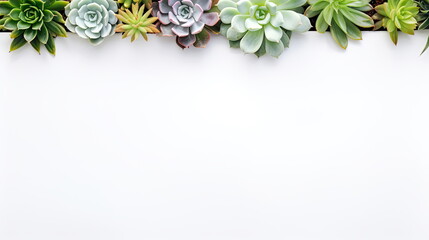 header with succulent plants on a white background