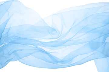Beautiful light blue tulle fabric on white background