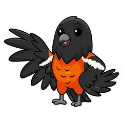 Cute venezuelan troupial bird cartoon waving hand