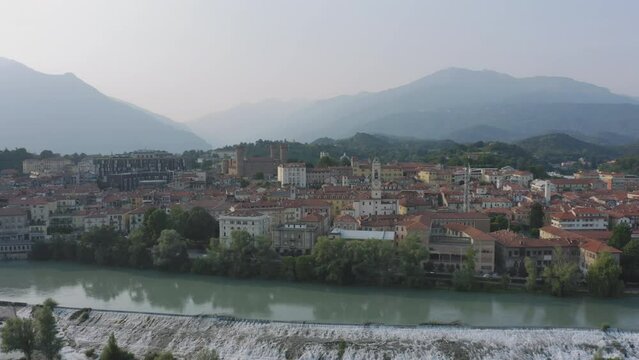 Amazing aerial view of Ivrea and its landscape