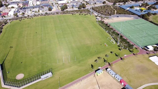 Aerial Descending View Over Multi Use Sports Oval, Halesworth Park, Butler