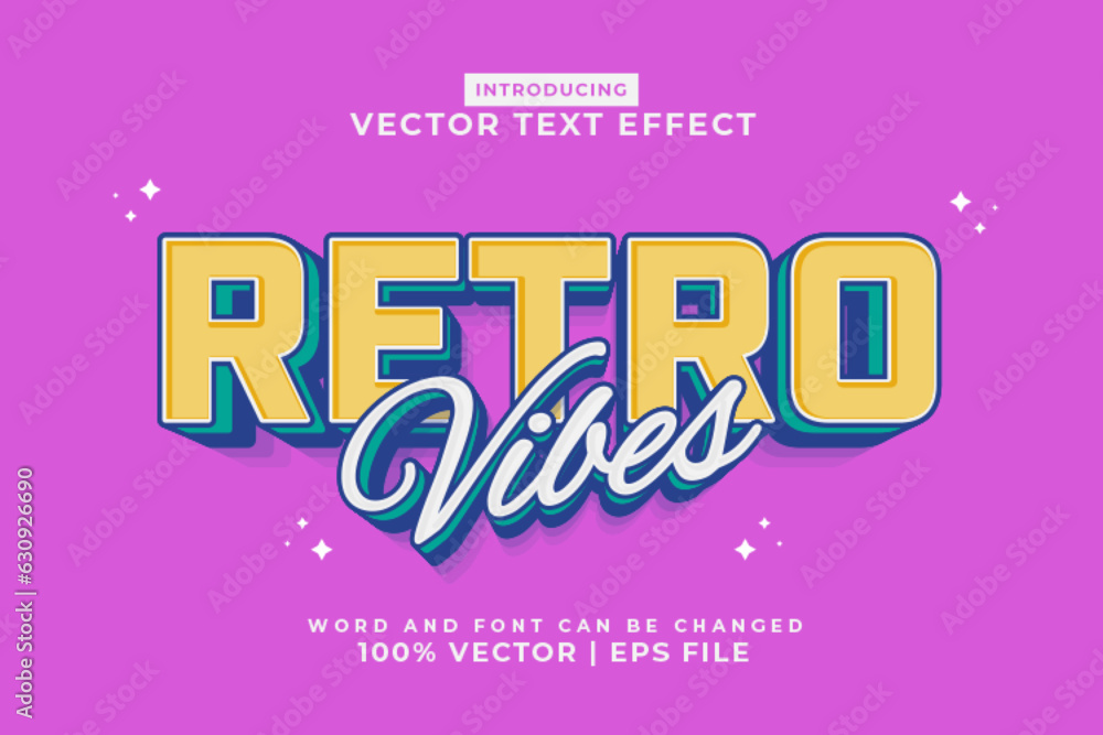 Fototapete editable text effect retro vibes 3d cartoon style premium vector