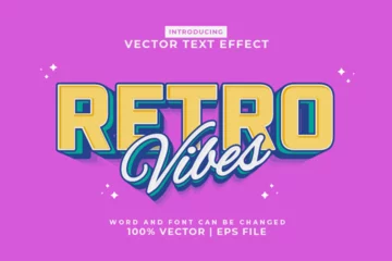 Fotobehang Editable text effect Retro Vibes 3d cartoon style premium vector © Hasbi Creative