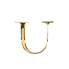 U gold metallic luxury chrome alphabet font © JaoGam