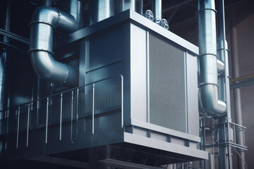 a picture of an electrostatic precipitator that is used to capture industrial emissions, showcasing its sophisticated technology and fine details - obrazy, fototapety, plakaty