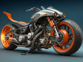 Illustration of a cool big engine motorbike.