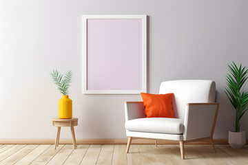 Contemporary Living Area with Centered Frame Frame Mockup, generative, ai