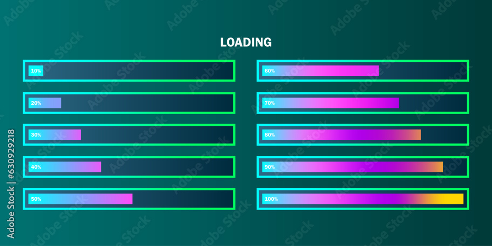Aufkleber colorful loading bar set. modern web element collection. vector illustration. eps 10.